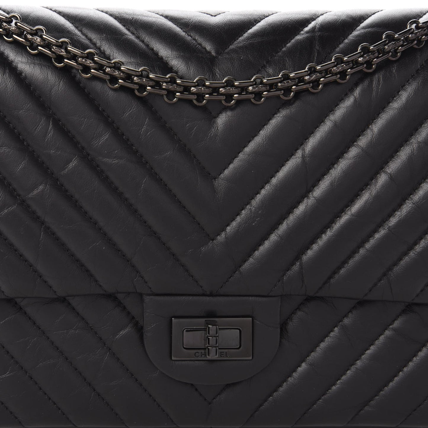 Aged Calfskin Chevron Quilted 2.55 Reissue 226 So Black