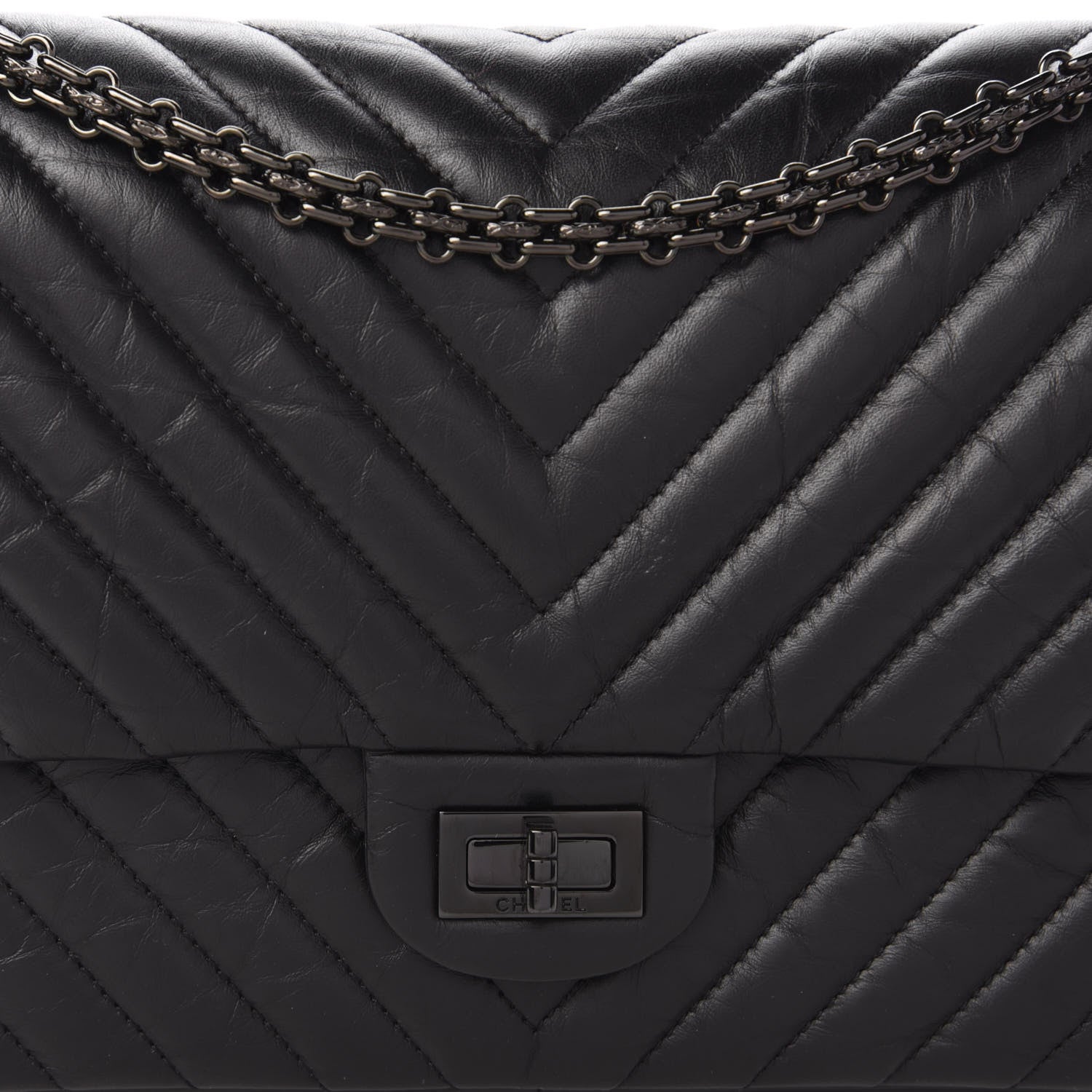 Chanel Aged Calfskin Chevron Quilted 2.55 Reissue 226 So Black 10 of 10