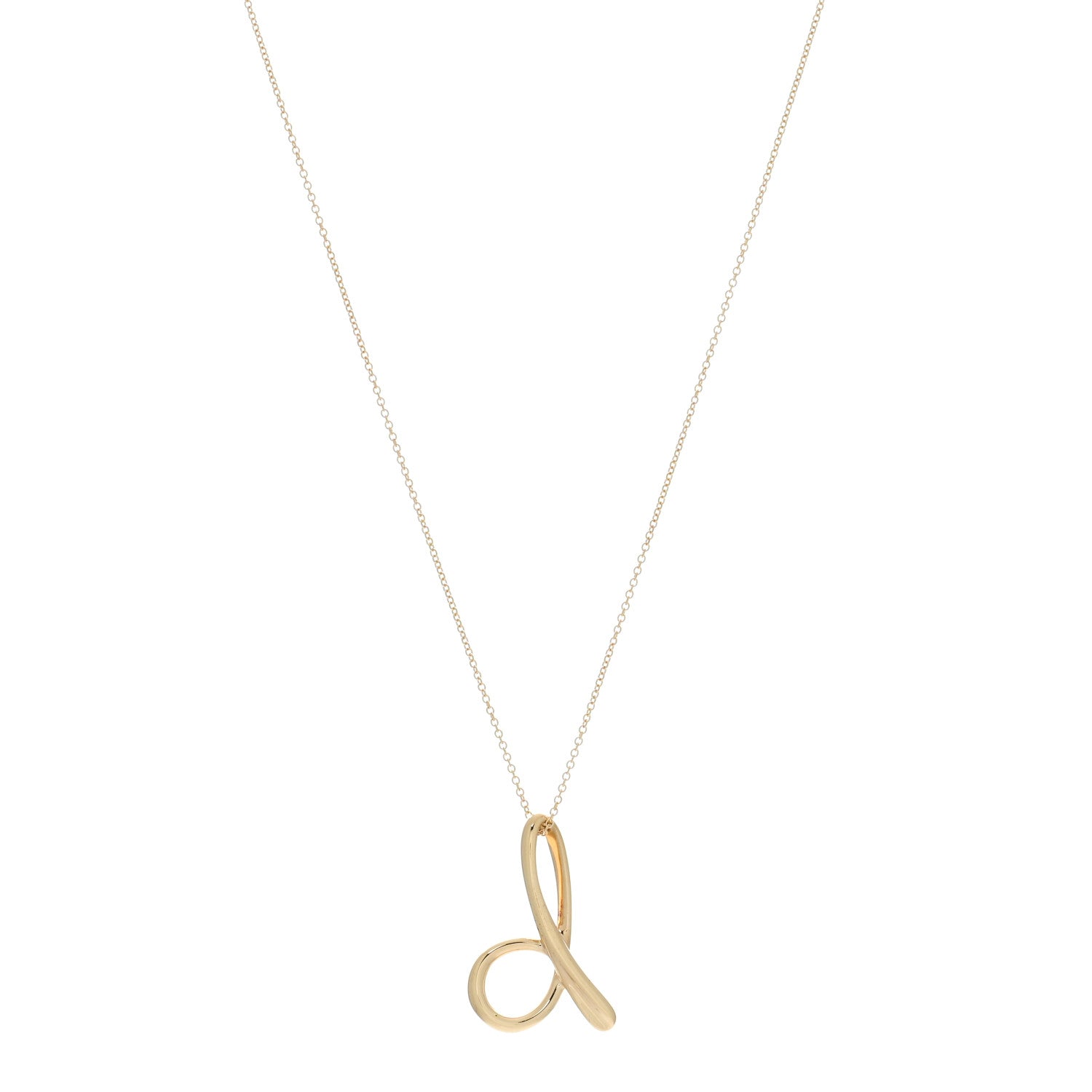 Tiffany 18K Yellow Gold Elsa Peretti Letter D Pendant Necklace 1 of 5