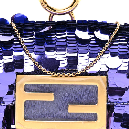 Fendi Sequin Paillettes Shiny Nappa Sex and the City Nano Baguette Charm Viola Purple Rain 8 of 10