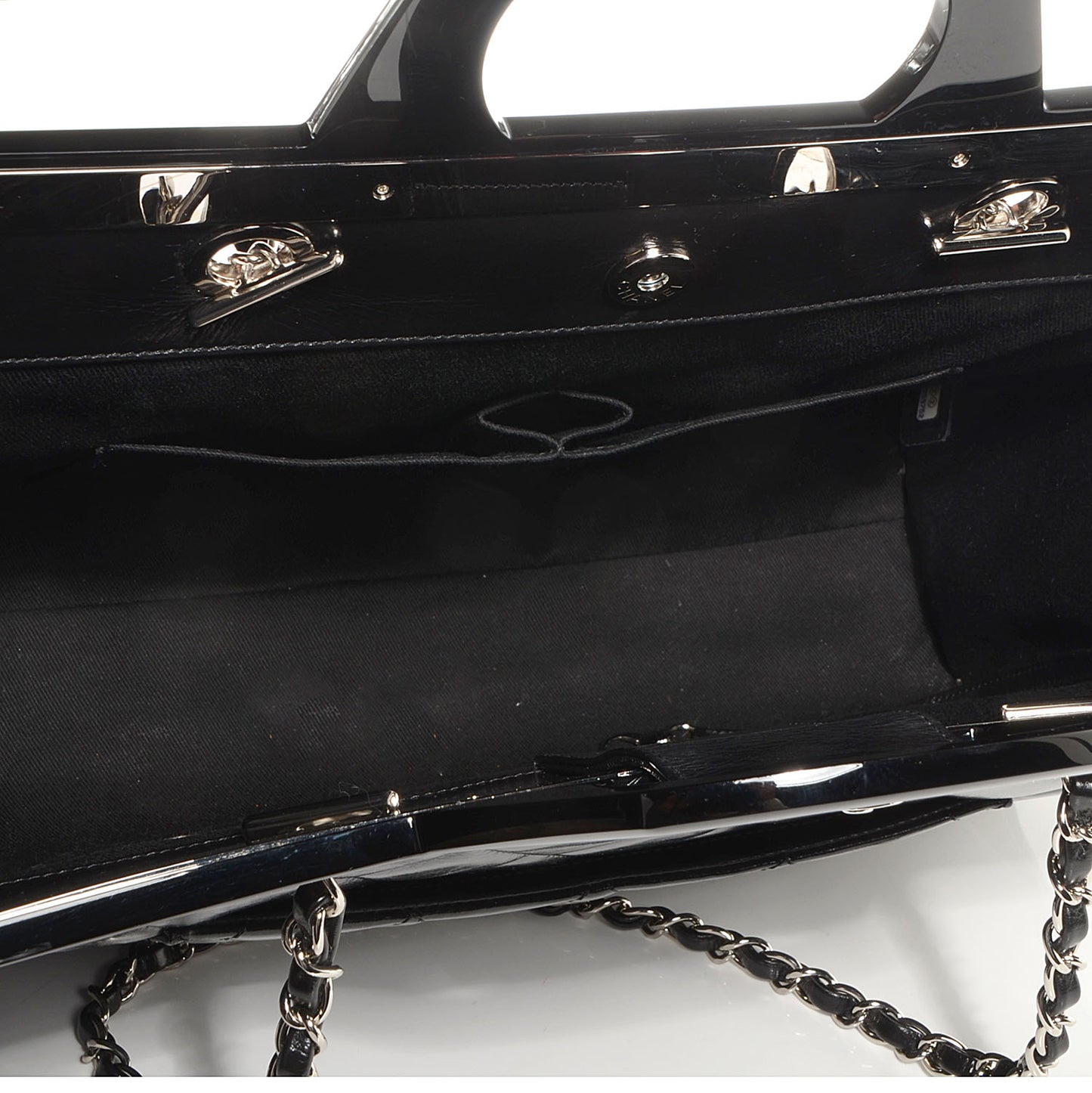 Glazed Calfskin Large CC Delivery Tote Black