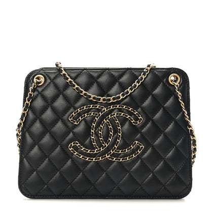 Chanel Calfskin Quilted CC Chain Accordion Tote Black 1 of 8