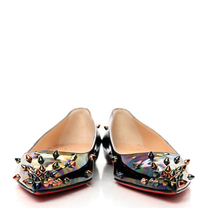 Christian Louboutin Patent Degraspike Flats 38.5 Iridescent Black 2 of 8