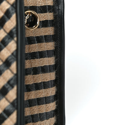 Chanel Raffia Jute Striped Urban Jungle Bucket Bag Black Beige 12 of 14