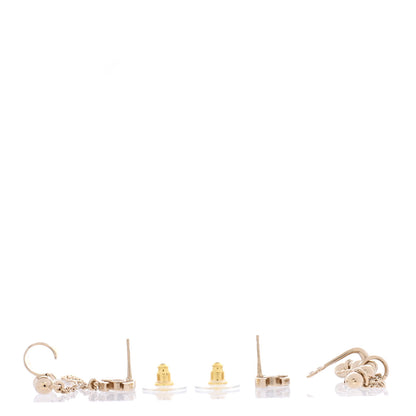 Chanel Metal Crystal CC Chain Cuff Earrings Gold 3 of 4