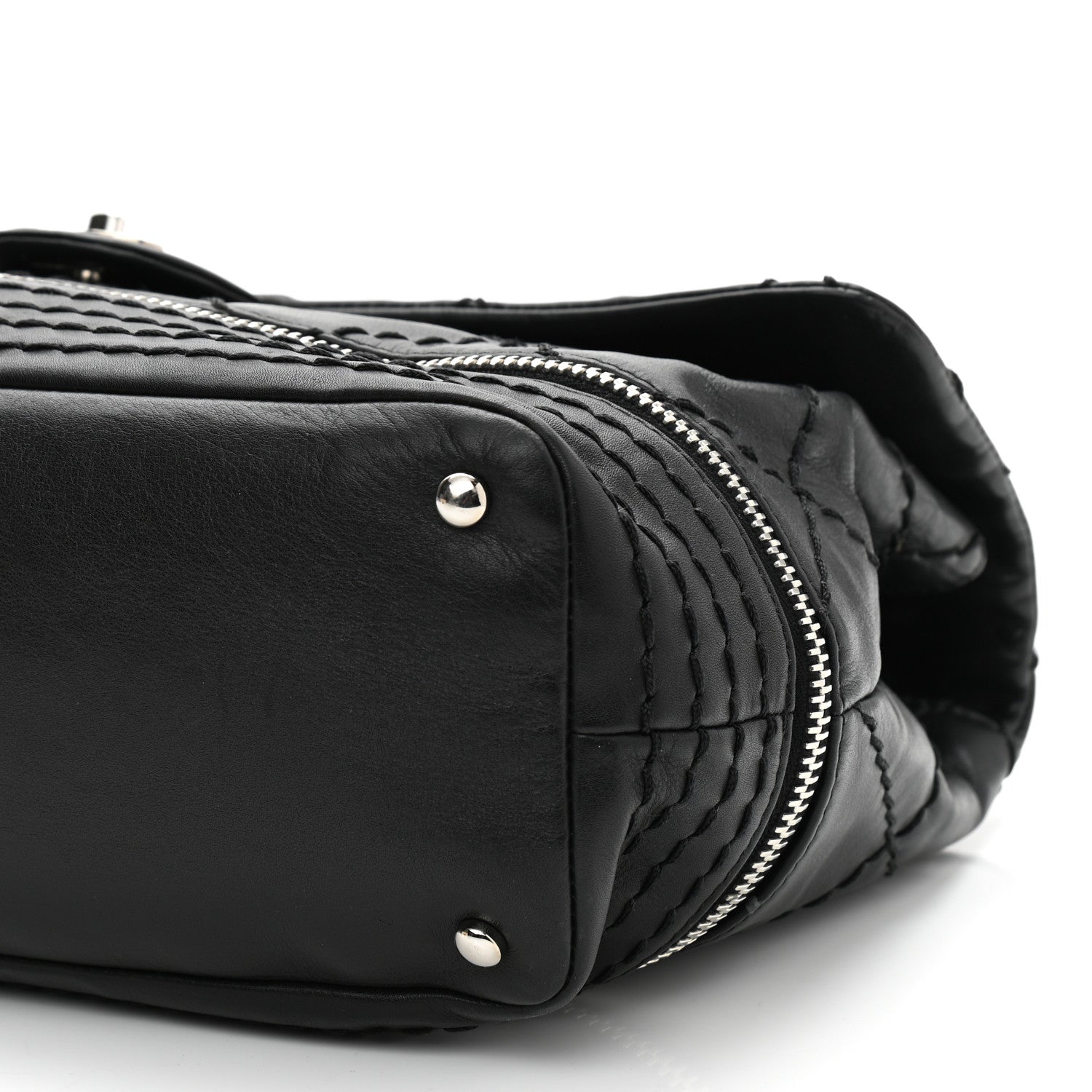 Chanel Calfskin Stitched Large Expandable Flap Bag Black 10 of 10