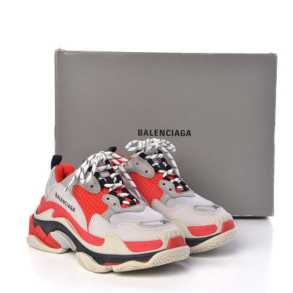 Balenciaga Fabric Mesh Womens Triple S Sneakers 35 Red Grey White 8 of 8