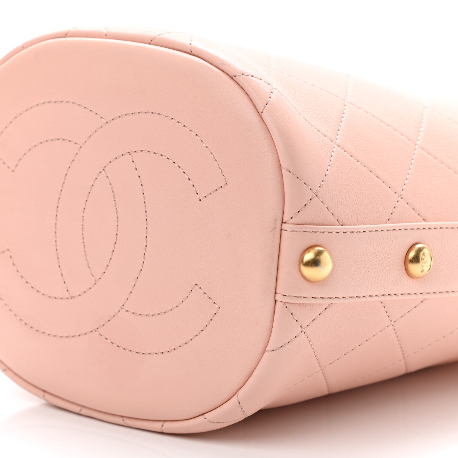 Chanel Calfskin Tweed Small CC Chain Bucket Drawstring Bag Light Pink 10 of 10