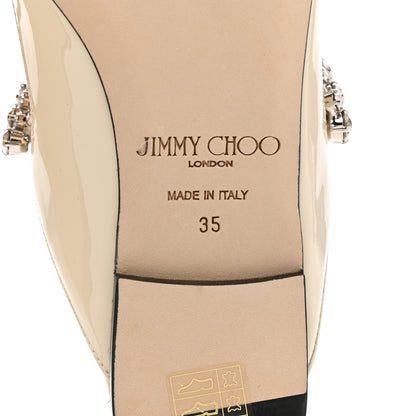 Jimmy Choo Patent Crystal Bing Mule Flats 35 Linen 7 of 7