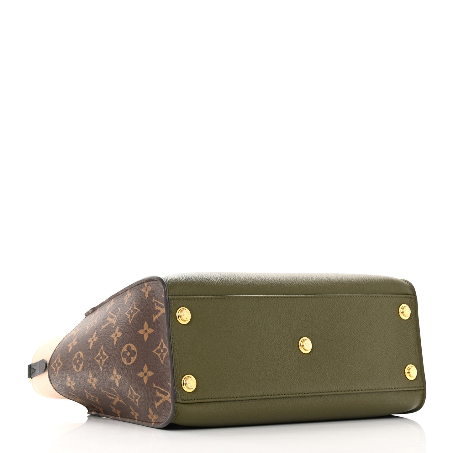 Calfskin Monogram On My Side MM Laurier Green Toffee Latte Beige