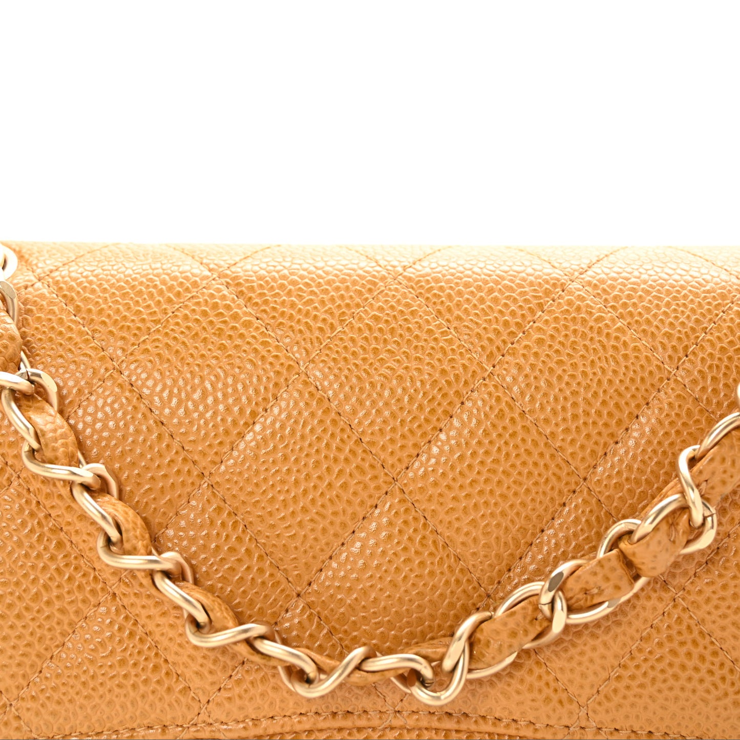 Caviar Quilted Small Double Flap Yellow