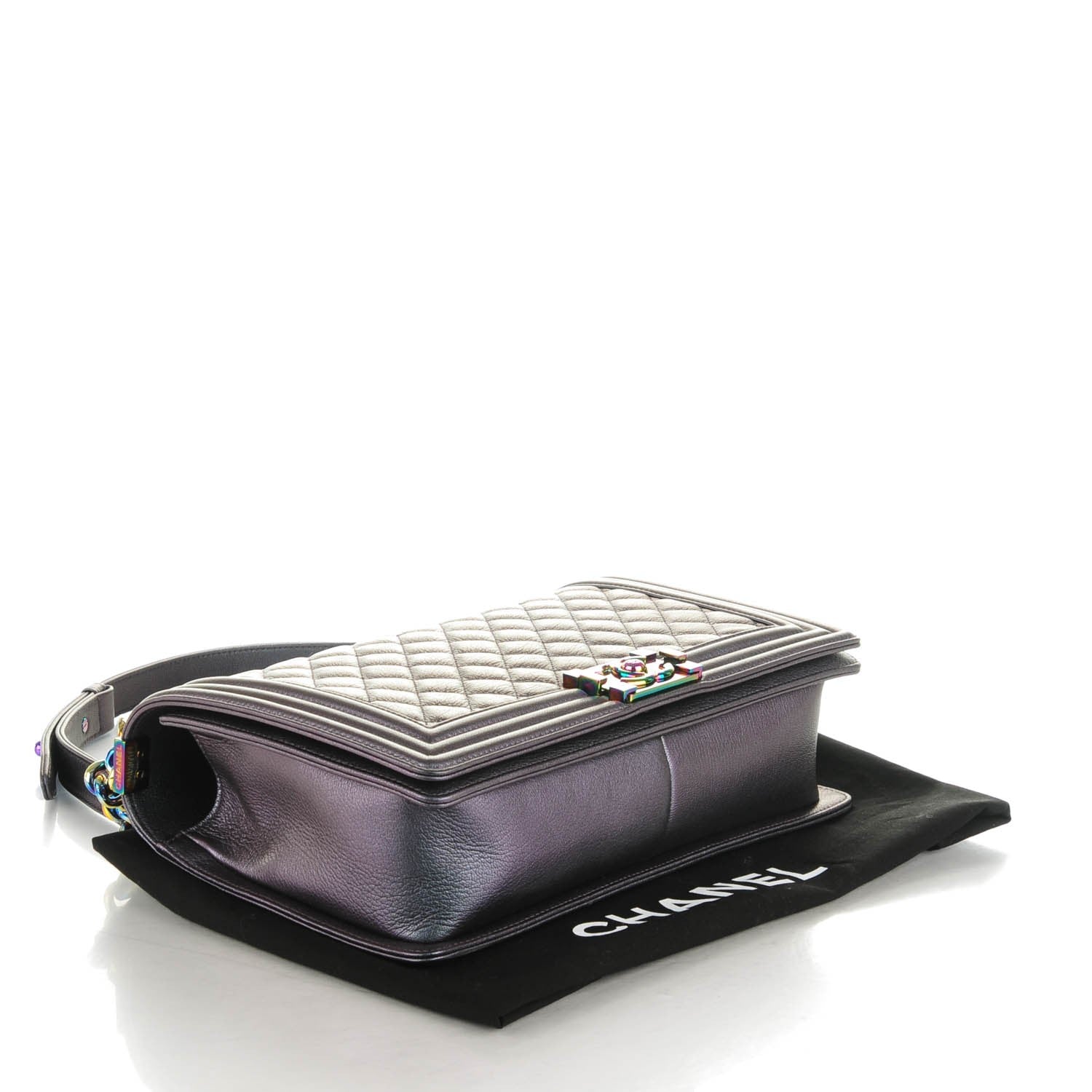 Chanel Iridescent Goatskin Quilted New Medium Boy Flap Purple 4 of 8