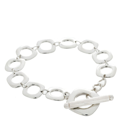 Tiffany Sterling Silver Cushion Square Link Toggle Bracelet 1 of 3