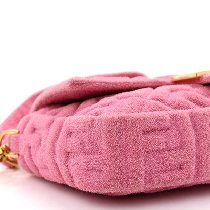 Fendi Terry Cloth Vitello Century Matte FF 1974 Embossed Baguette Lollypop 9 of 13