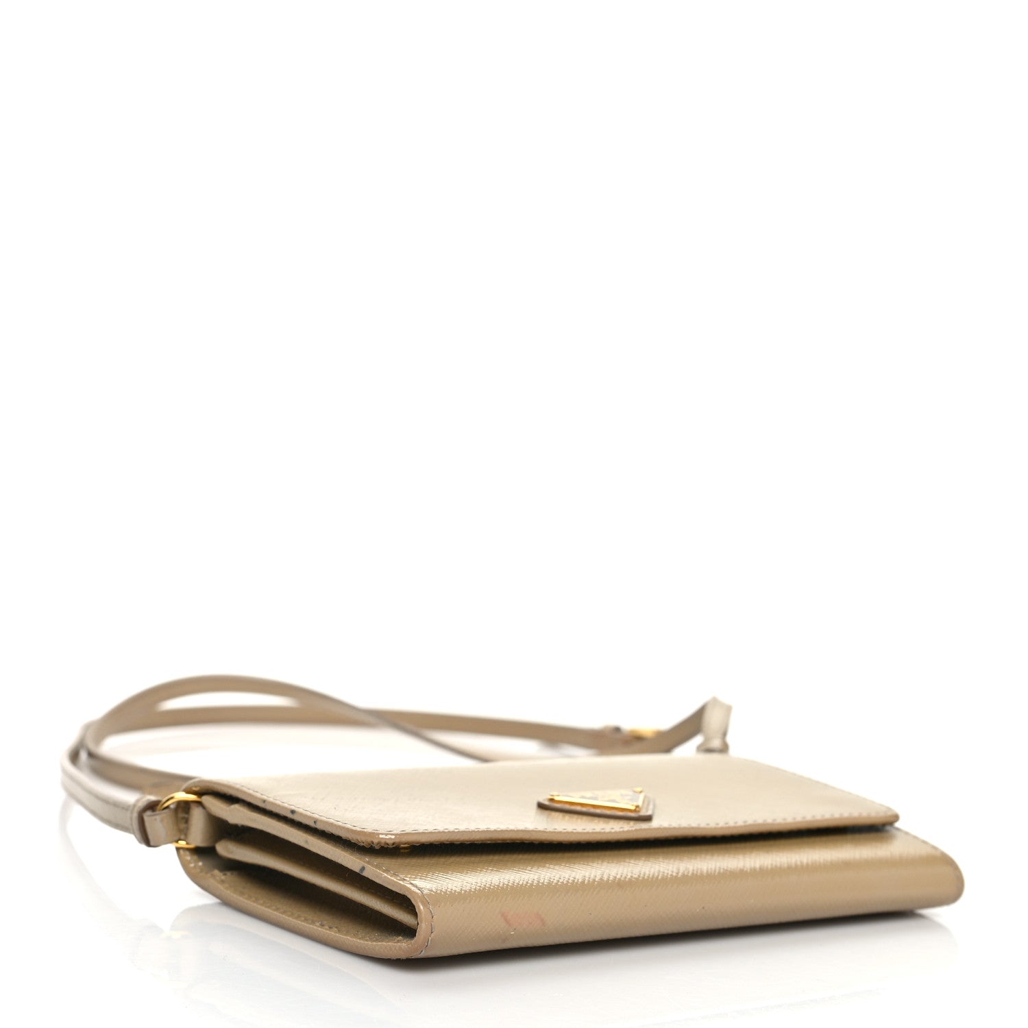 Prada Saffiano Vernice Metal Flap Wallet With Strap Sabbia 4 of 17