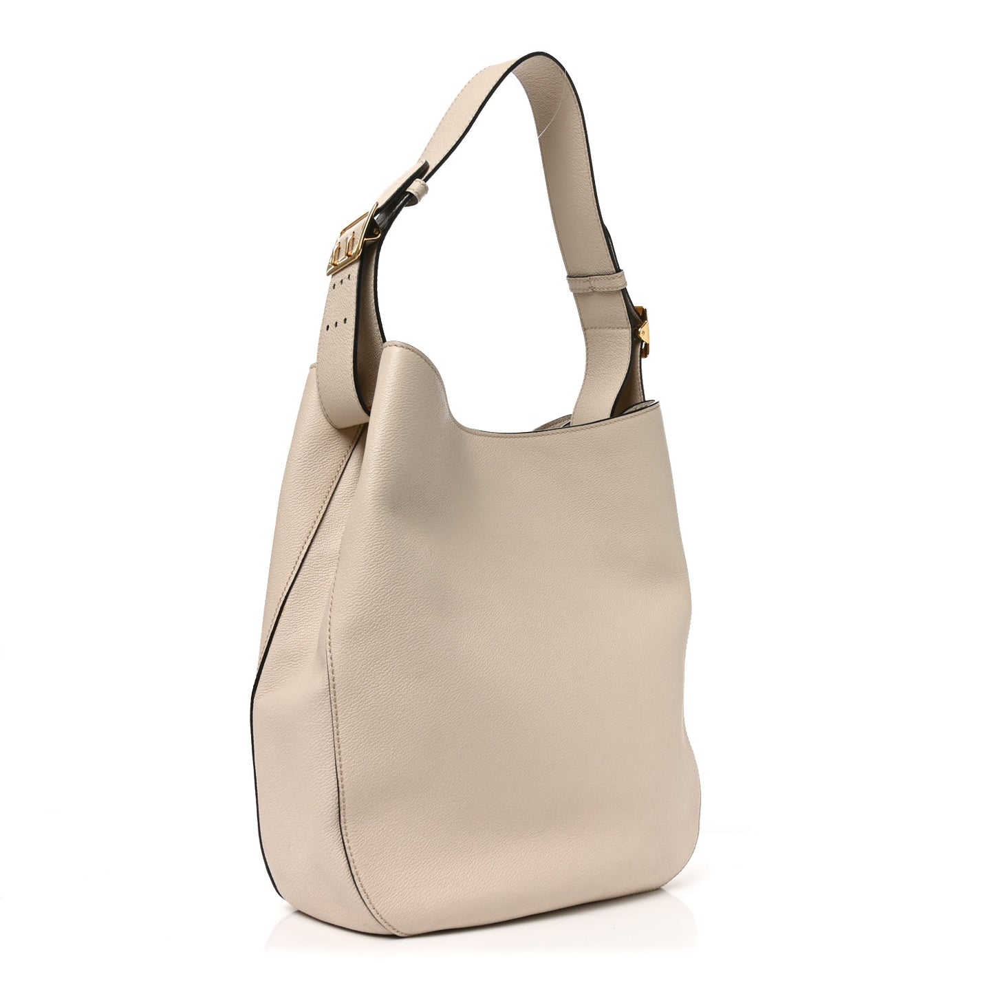 Grainy Calfskin Small Elmstone Hobo Limestone