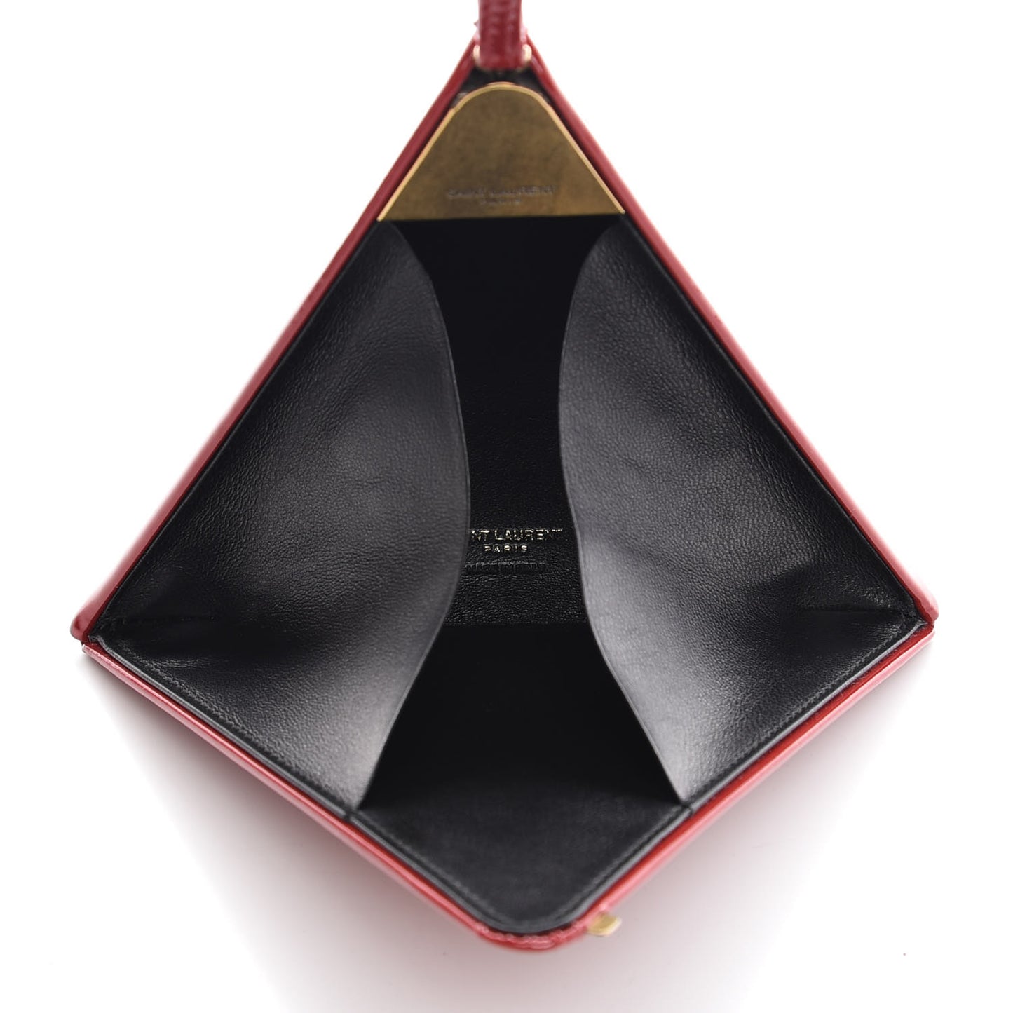 Patent Pyramid Clutch Rouge
