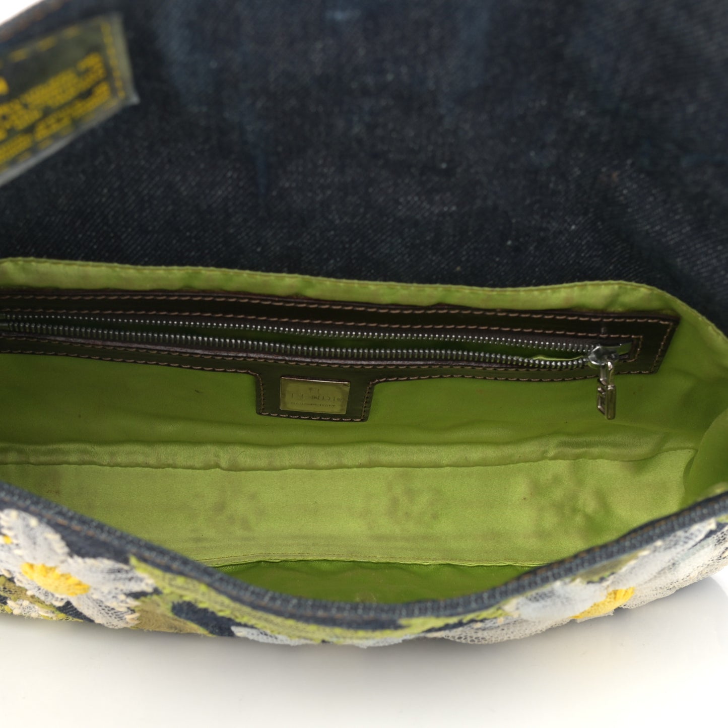 Denim Flower Applique Baguette Blue