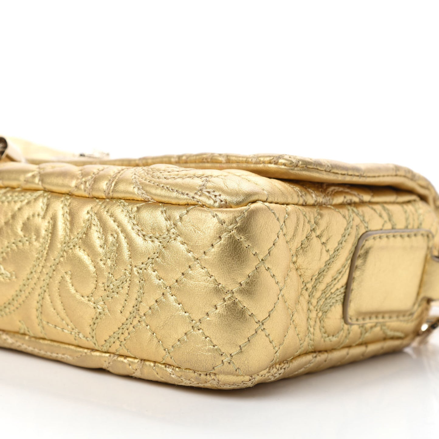 Metallic Nappa Barocco Quilted Calliope Vanitas Shoulder Bag Gold