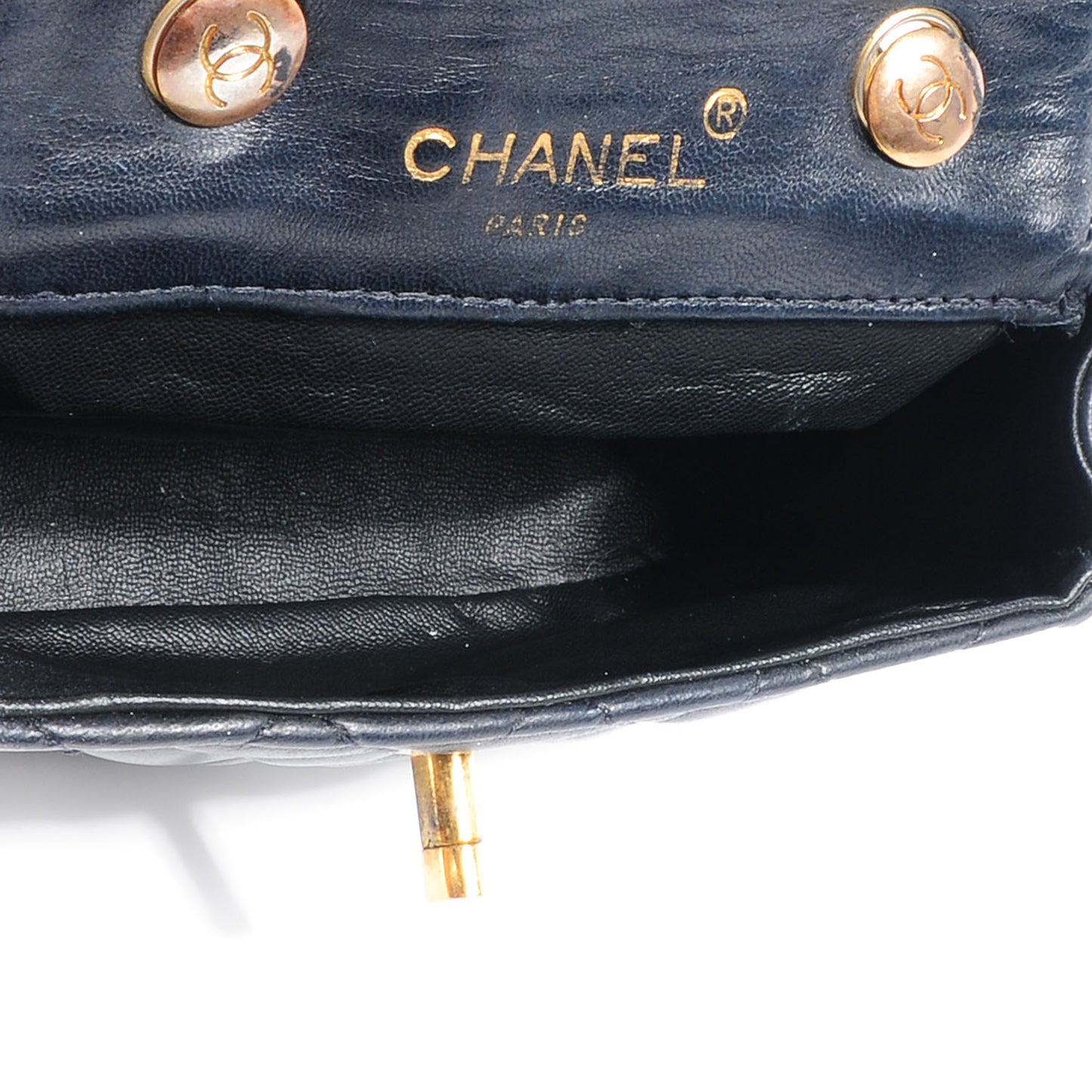 Lambskin Quilted Bi-Color Extra Mini Flap Navy White