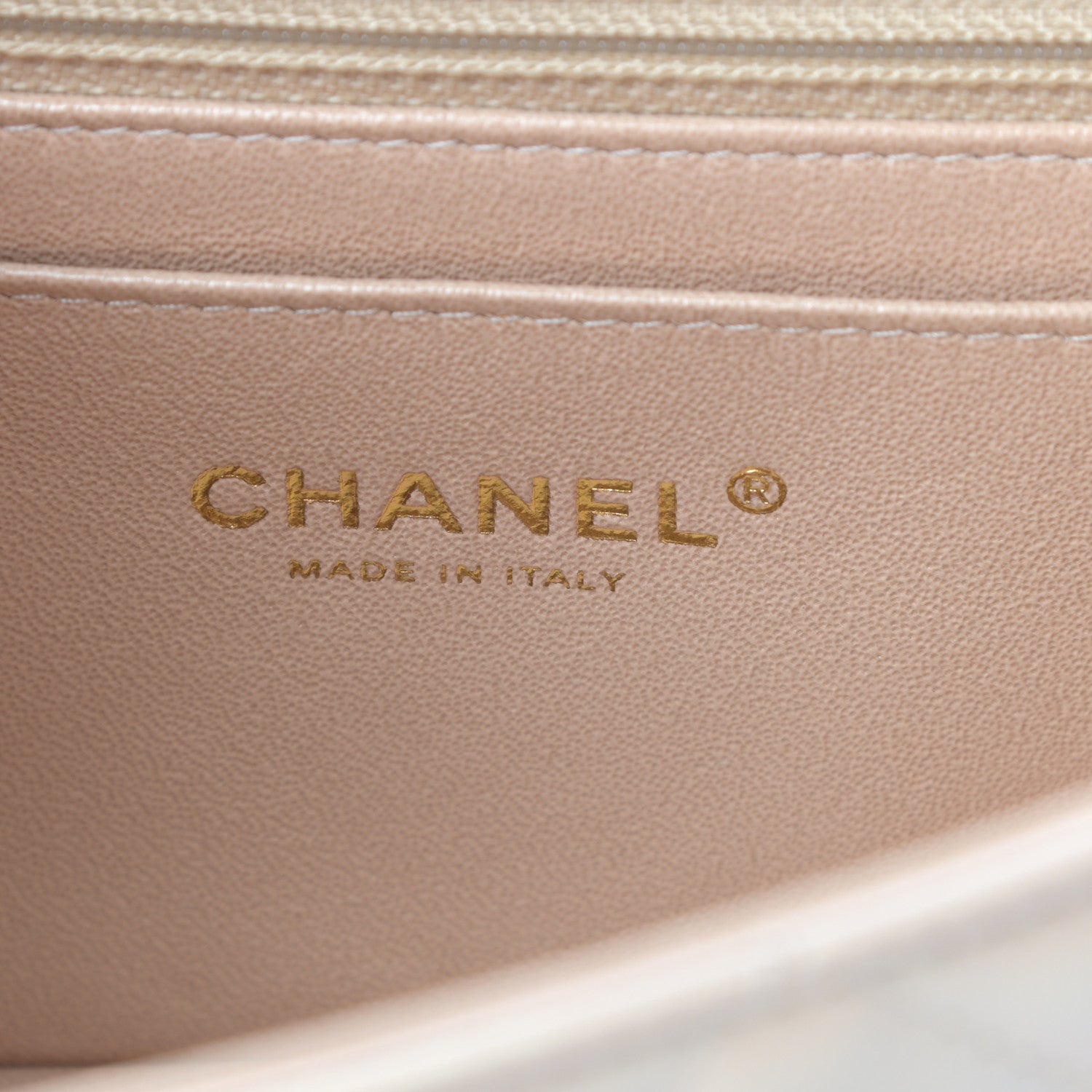 Chanel Iridescent Calfskin Quilted Mini Rectangular Flap Beige 6 of 12