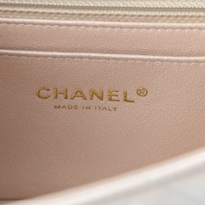 Chanel Iridescent Calfskin Quilted Mini Rectangular Flap Beige 6 of 12