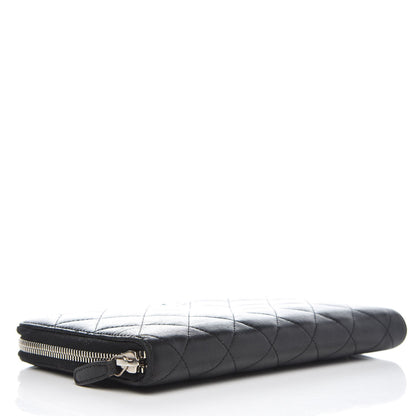 Chanel Lambskin Quilted Large Zip Around Organizer Wallet Black 4 of 13