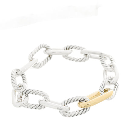 David Yurman Sterling Silver 18K Yellow Gold 11mm Madison Chain Bracelet 1 of 3