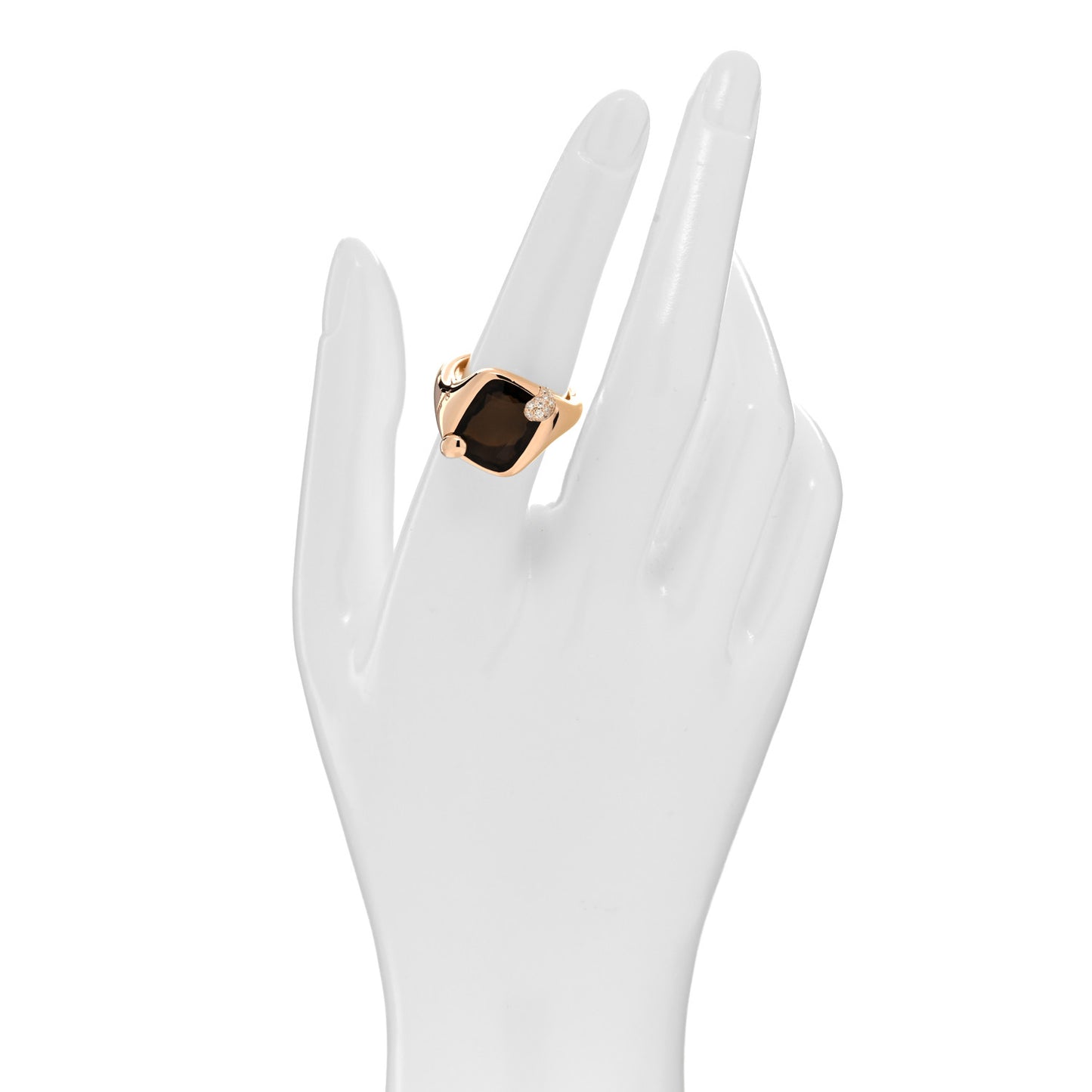 18K Rose Gold Diamond Smoky Quartz Ritratto Ring 55 7.25