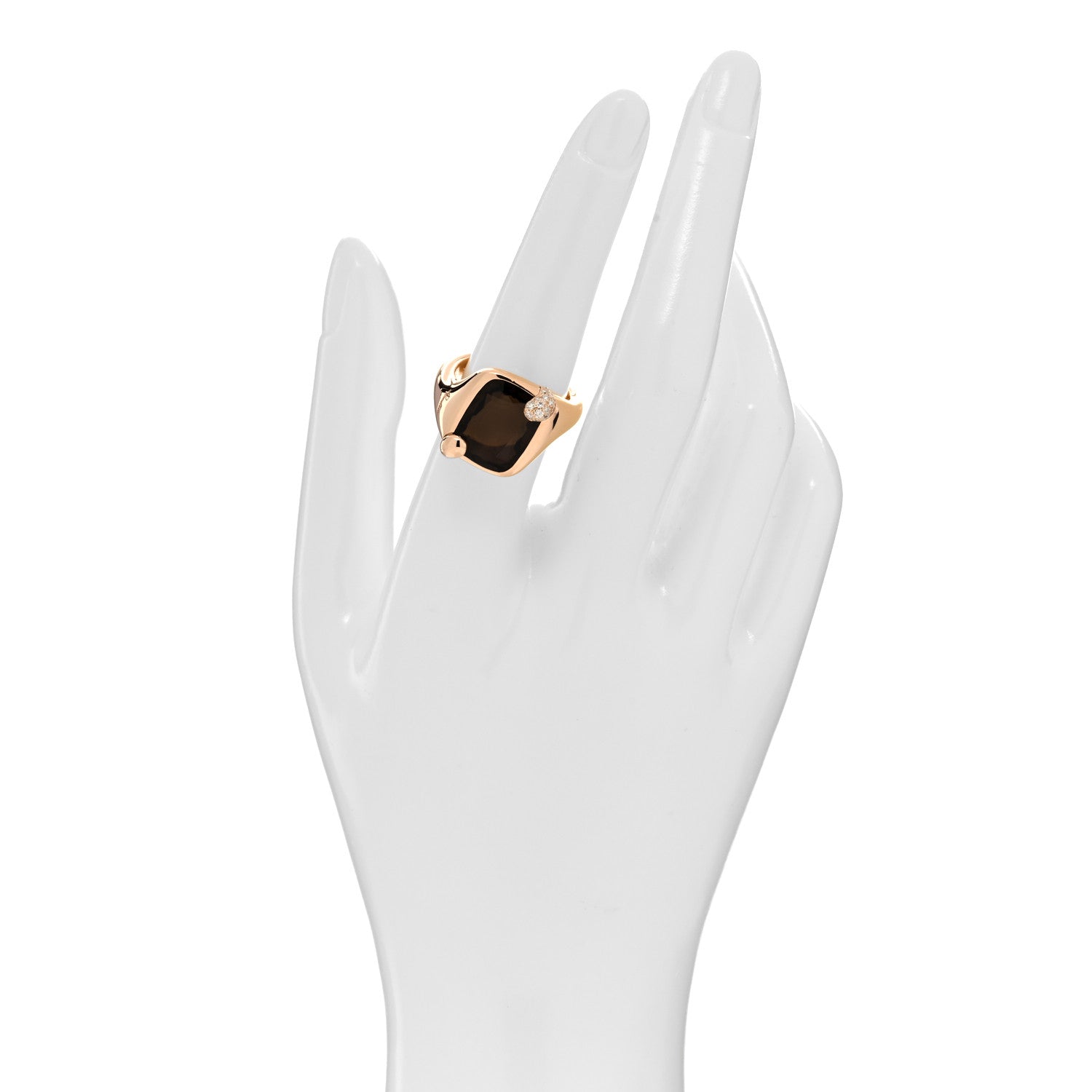 Pomellato 18K Rose Gold Diamond Smoky Quartz Ritratto Ring 55 7.25 2 of 5