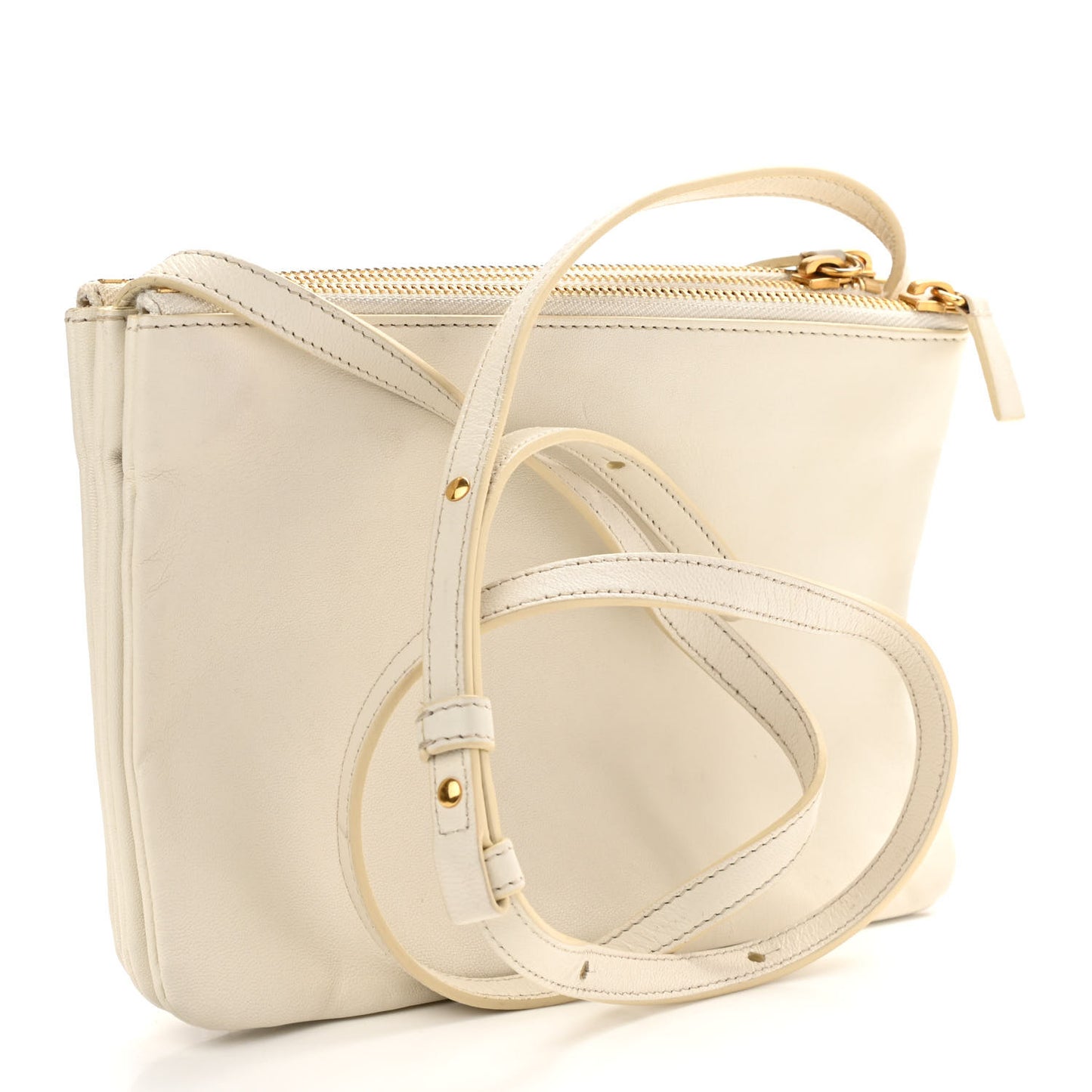 Lambskin Small Trio Crossbody Bag White