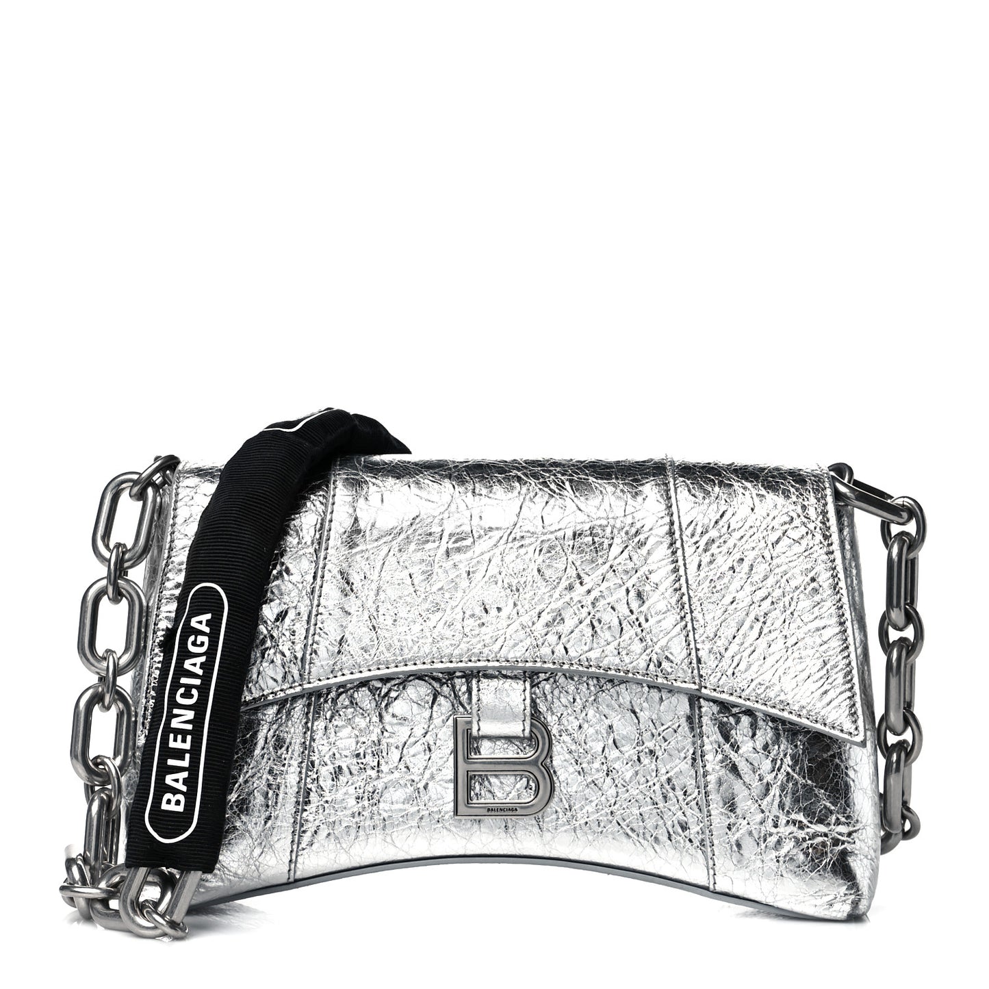 Metallic Calfskin Downtown Chain Shoulder Bag XS Silver