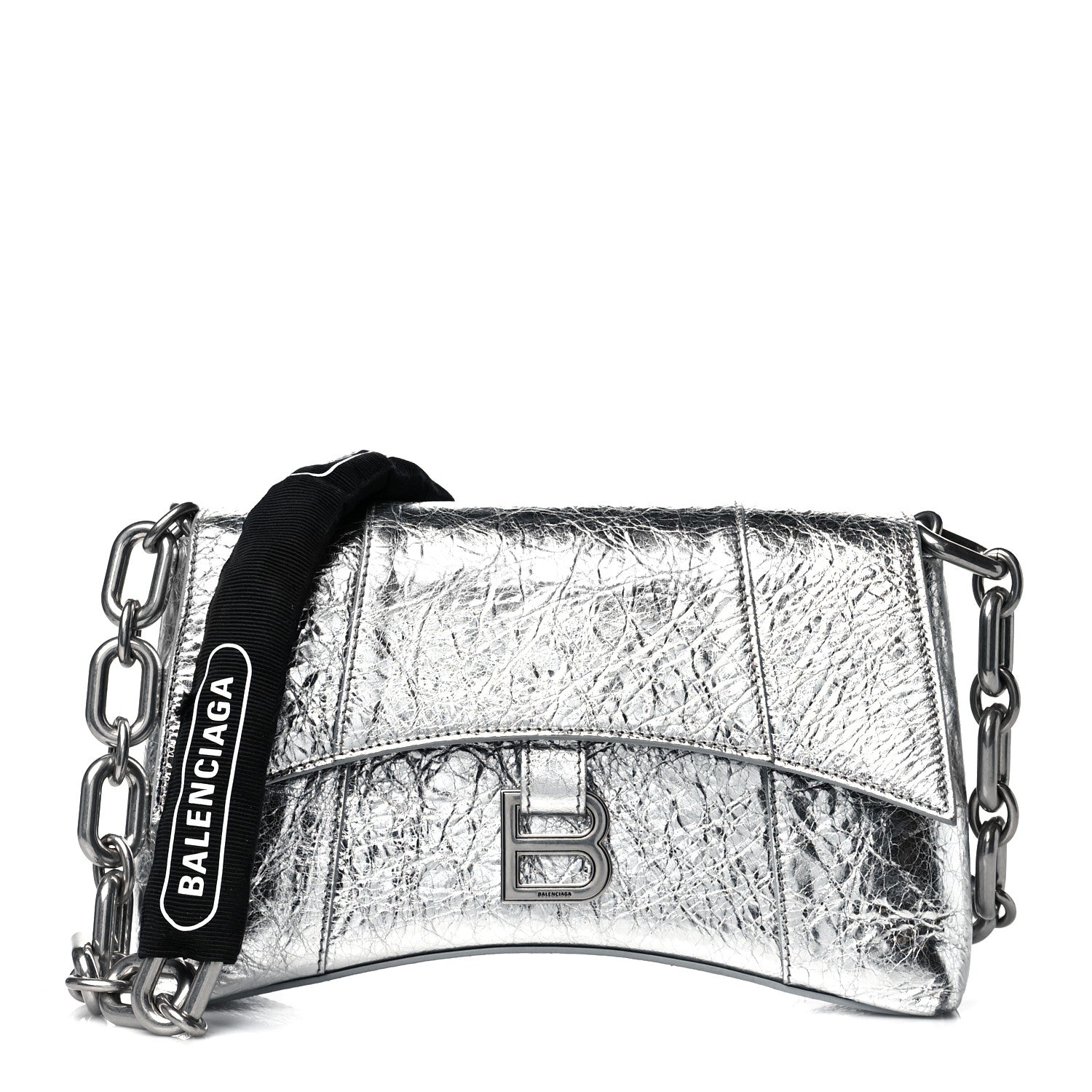 Balenciaga Metallic Calfskin Downtown Chain Shoulder Bag XS Silver 1 of 9