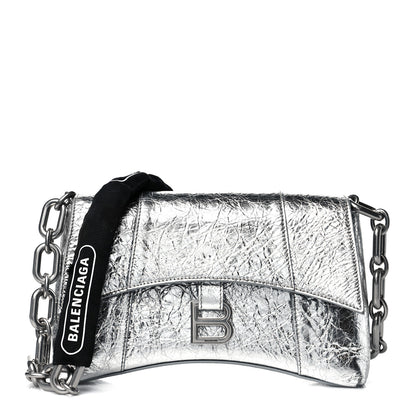 Balenciaga Metallic Calfskin Downtown Chain Shoulder Bag XS Silver 1 of 9