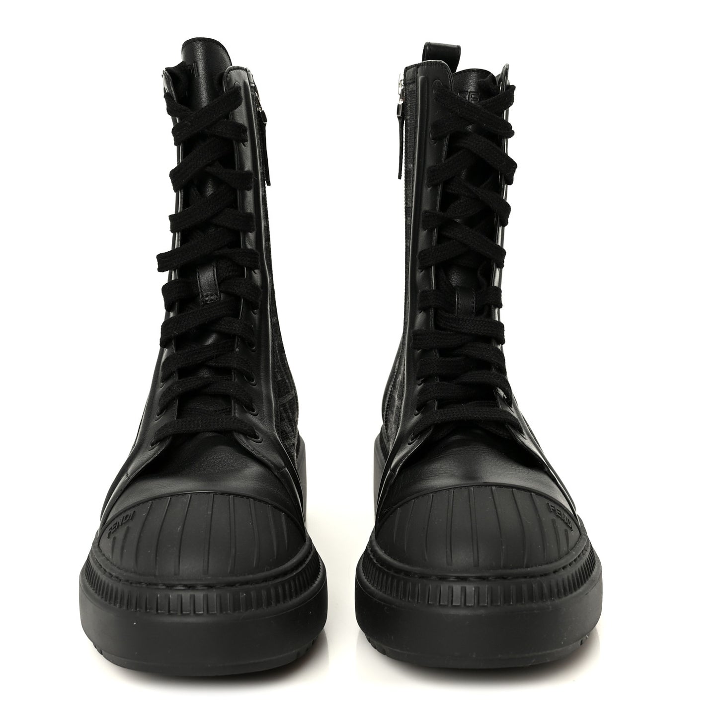 Fabric Jacquard Vitello FF Domino 50mm Biker Boots 40 Black Asfalto
