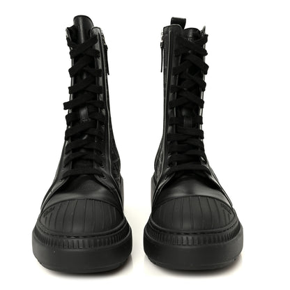 Fendi Fabric Jacquard Vitello FF Domino 50mm Biker Boots 40 Black Asfalto 3 of 10