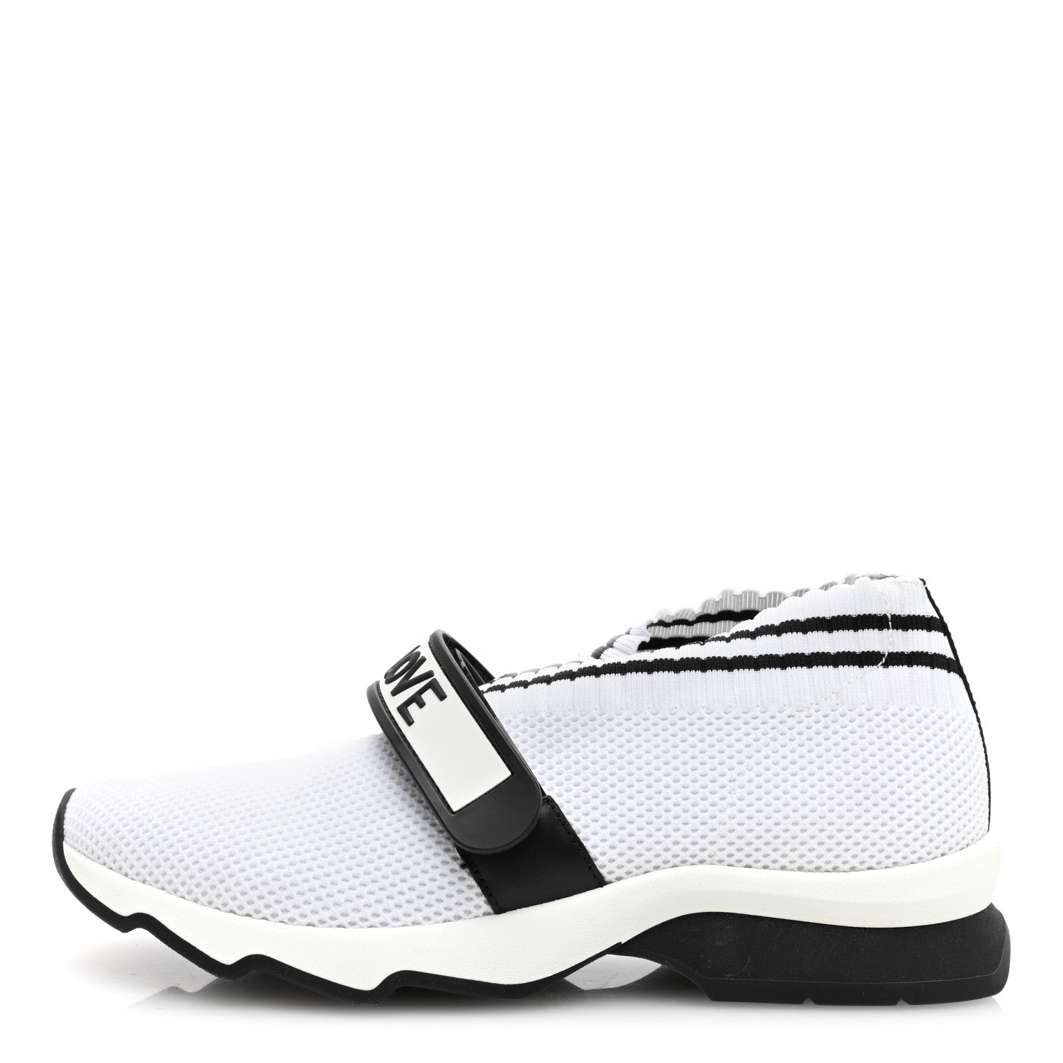 Fendi Stretch Yarn Stiff Band Rockoko Sneakers 35.5 Black White 1 of 8