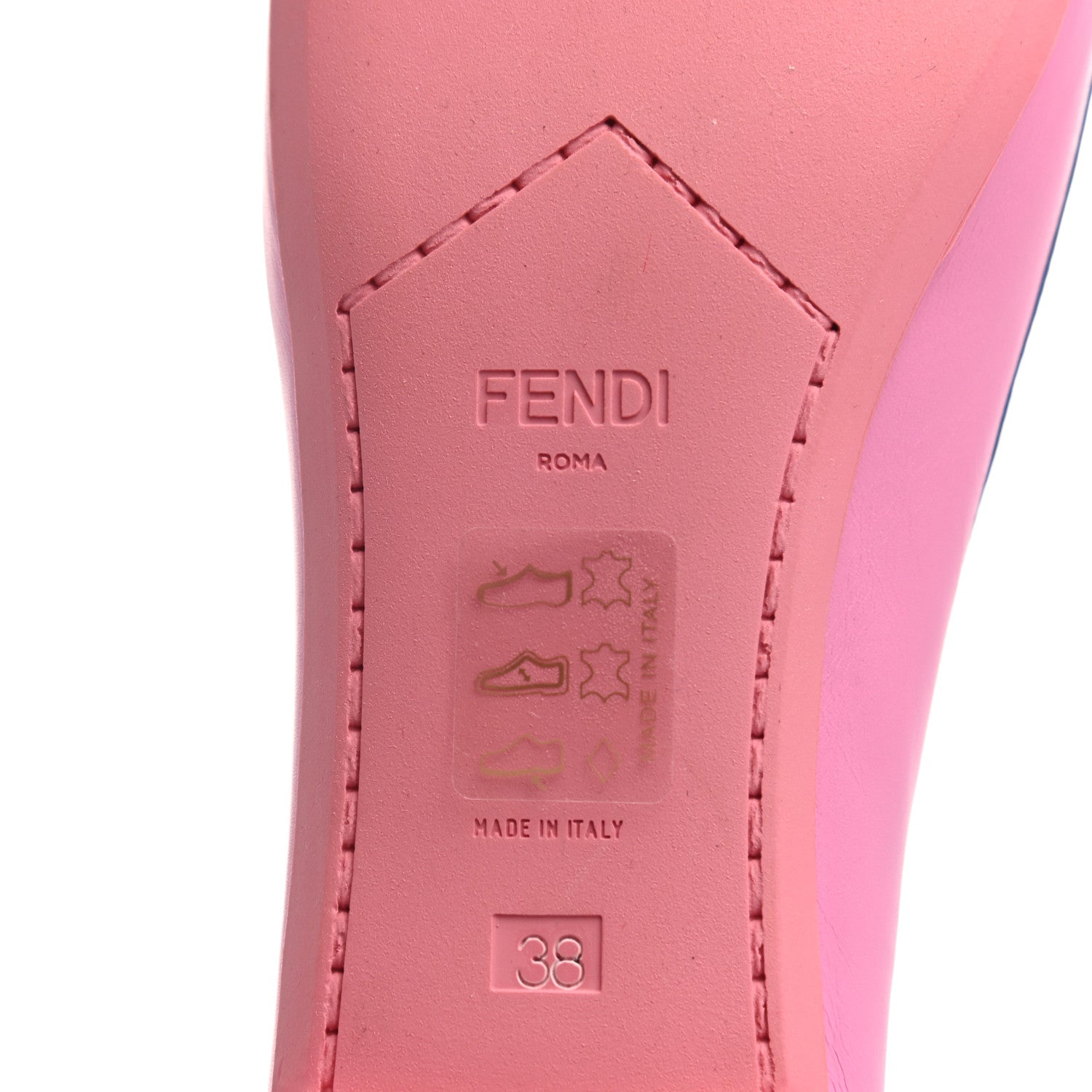 Fendi Patent Vitello Studded Monster Bug Flats 38 Rose Multicolor 6 of 8