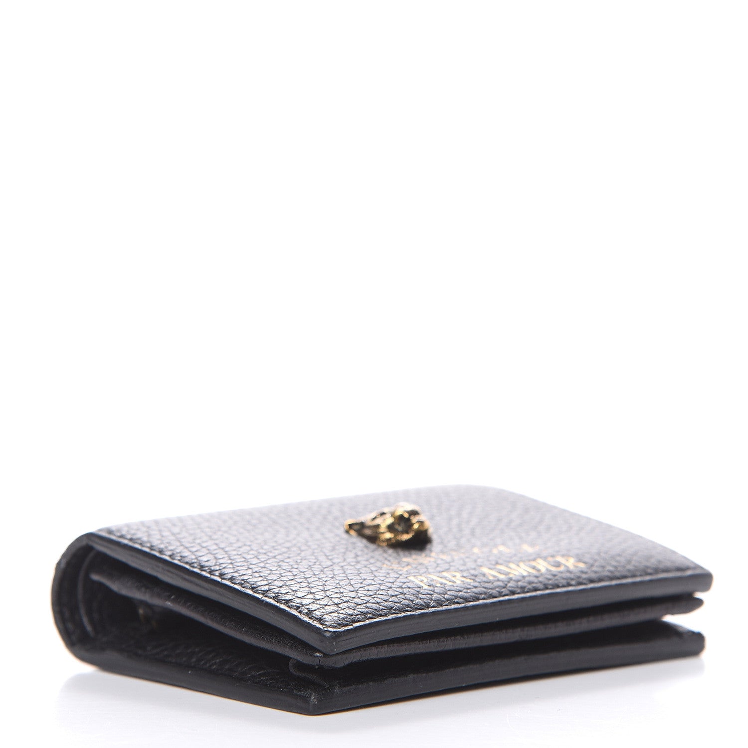 Gucci Pebbled Calfskin Animalier Tiger Card Case Black 4 of 7