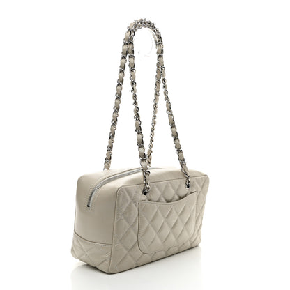 Chanel Aged Calfskin Quilted Cotton Club Bowler Pearl 3 of 9