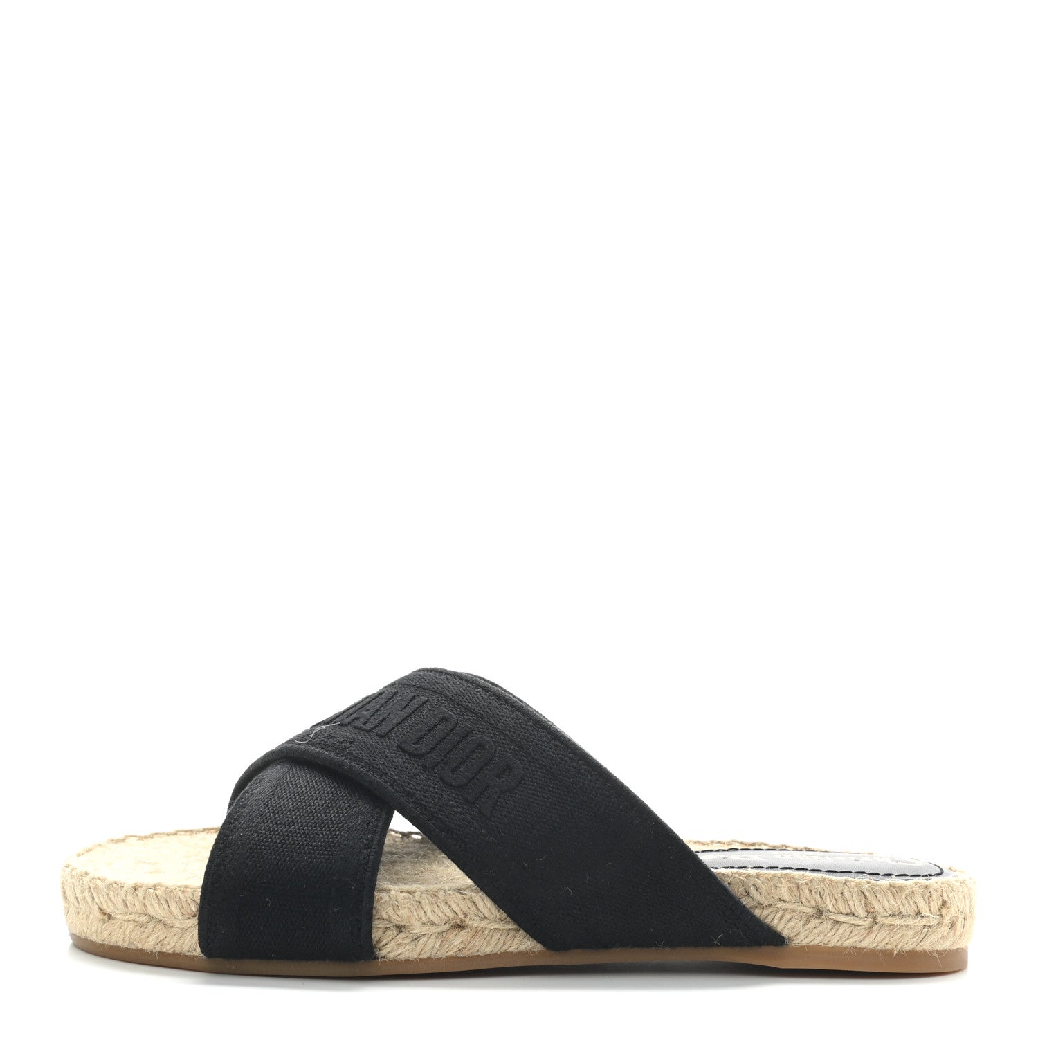 Christian Dior Canvas Embroidered Granville Espadrille Crisscross Flat Slide Sandals 36 Black 1 of 8