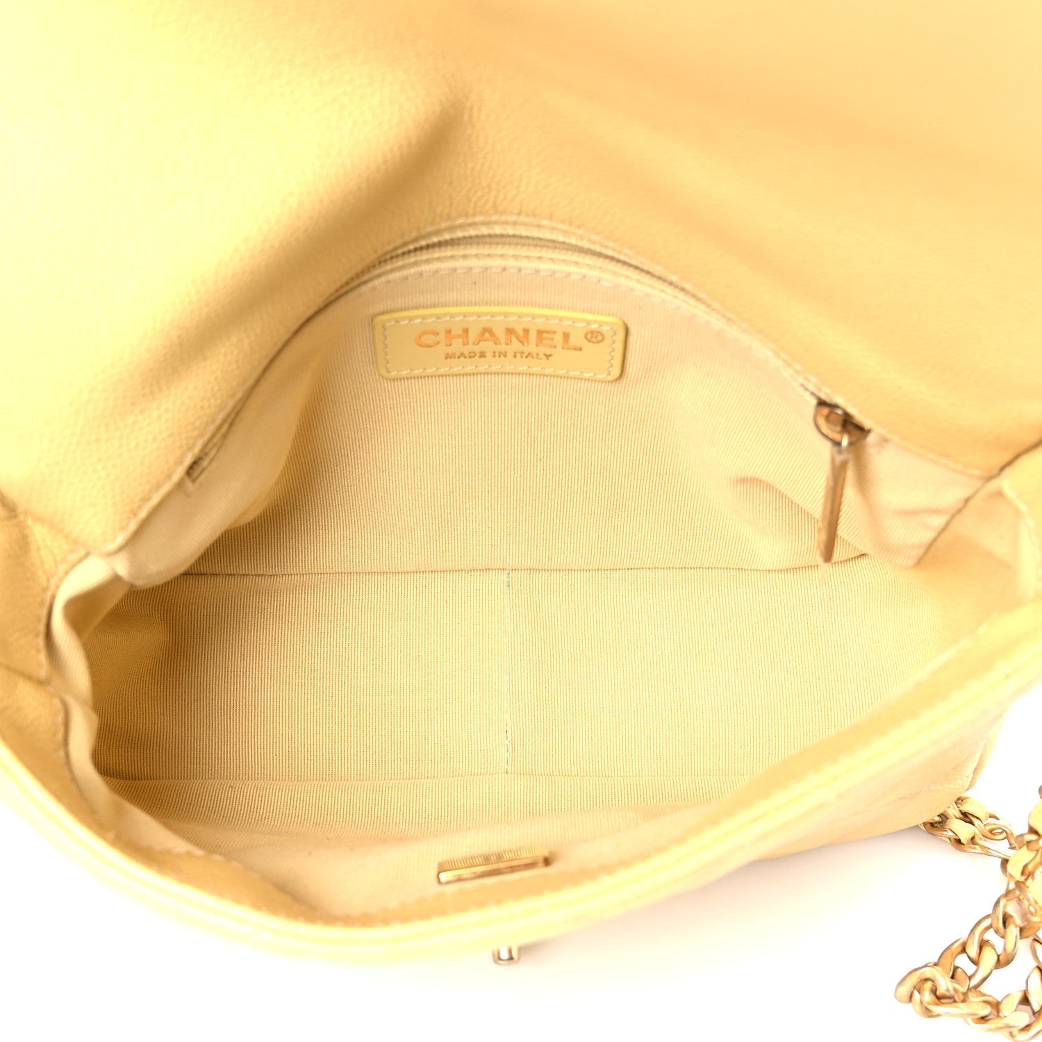 Chanel Shiny Caviar Quilted Small Chain Melody Flap Yellow 5 of 10
