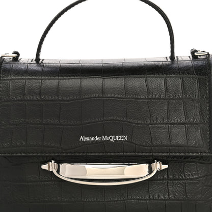 Alexander McQueen Calfskin Crocodile Embossed The Story Bag Black 8 of 8