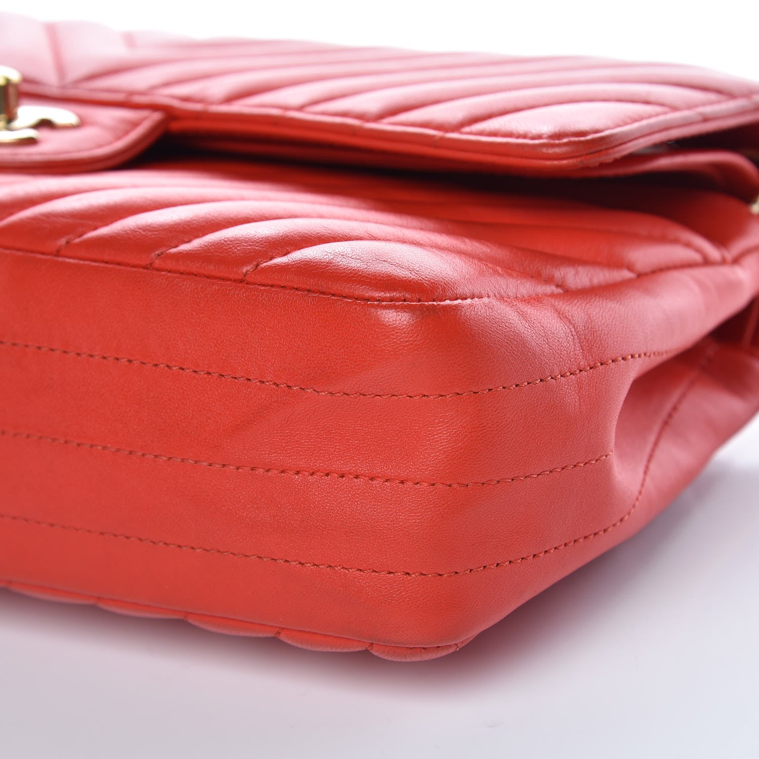 Chanel Lambskin Chevron Quilted Medium Double Flap Dark Red 8 of 13