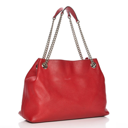 Gucci Pebbled Calfskin Medium Soho Chain Shoulder Bag Tabasco Red 3 of 7