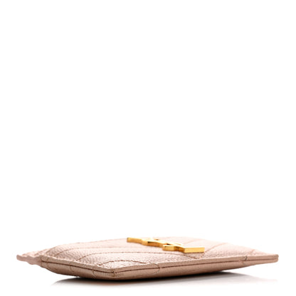 Saint Laurent Grain De Poudre Matelasse Chevron Monogram Credit Card Case Pale Pink 4 of 12