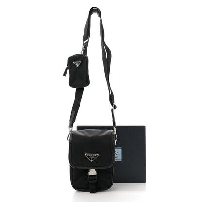 Prada Re-Nylon Saffiano Mini Pocket Single Snap Buckle Messenger Bag Black 10 of 10