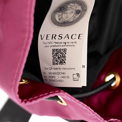 Versace Nylon Medusa Drawstring Bucket Bag Dahlia Black 7 of 10