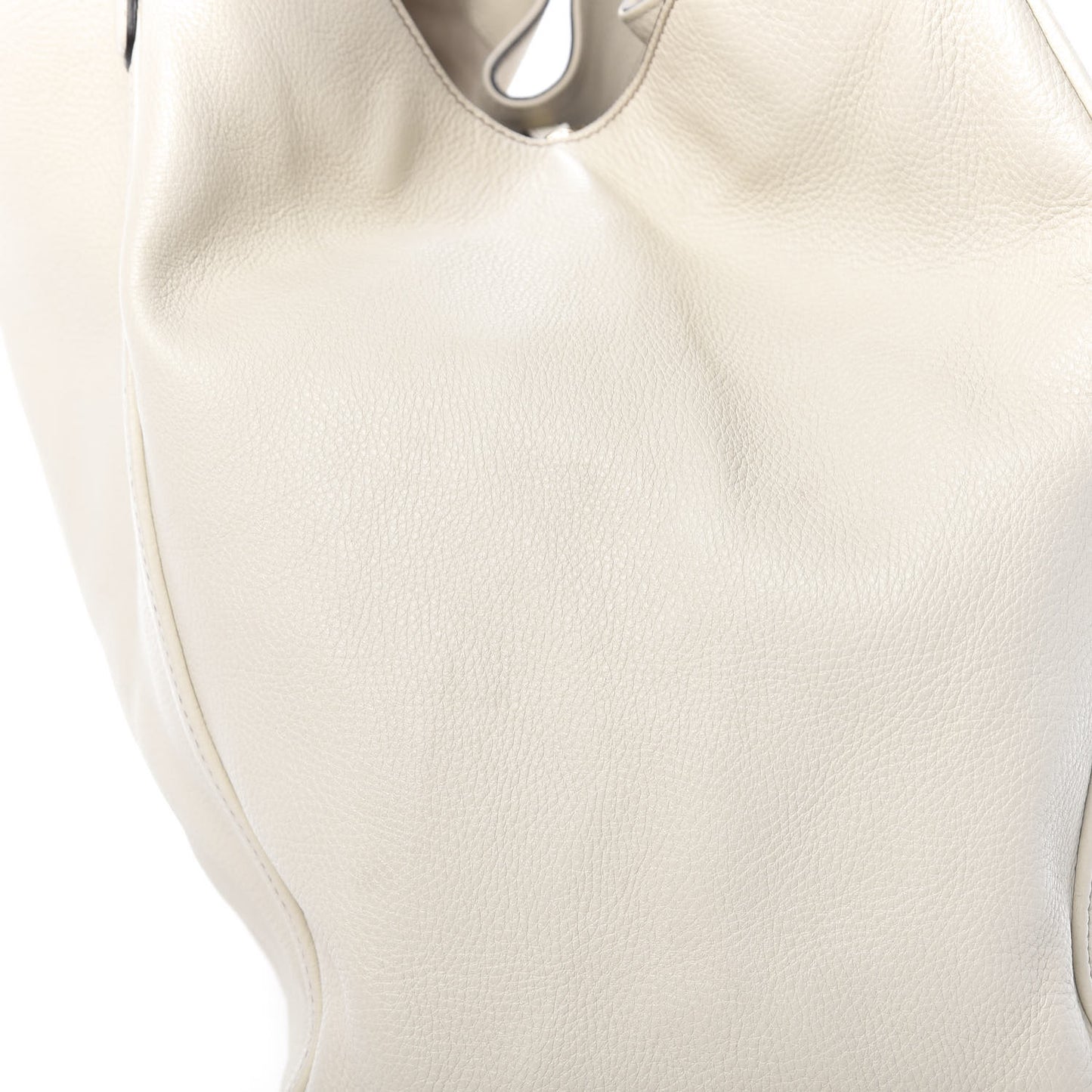 Pebbled Calfskin Large Soho Shoulder Bag Off White