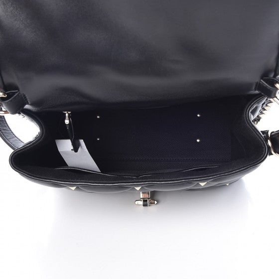 Lambskin VLTN Print Candystud Top Handle Bag Black